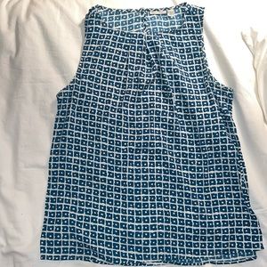 Halogen large sleeveless blue and white blouse, good condition